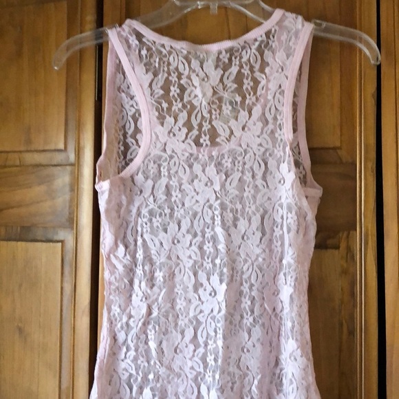NWT Y2K Eyeshadow Light Pink Lace Razorback Tank Top Medium - Picture 3 of 3